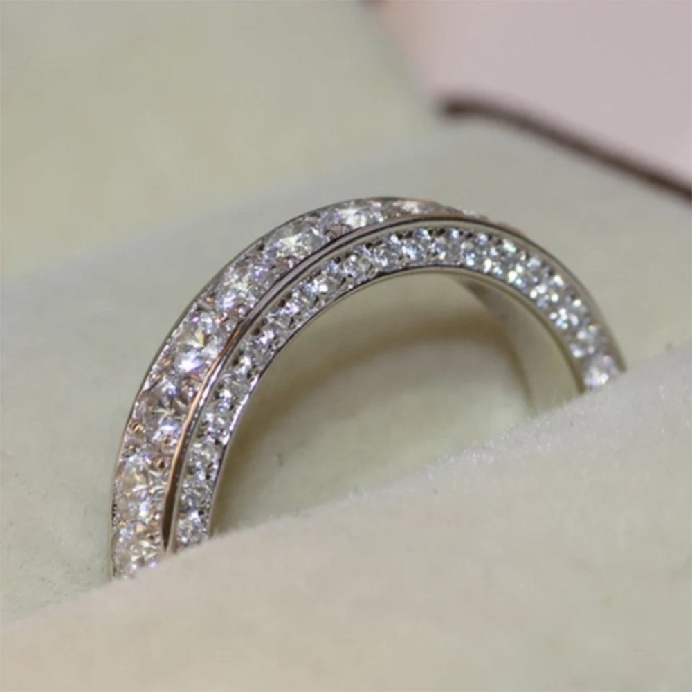 New 925 Silver Beautiful Band Engagement Diamond Ring - Picture 3 of 6